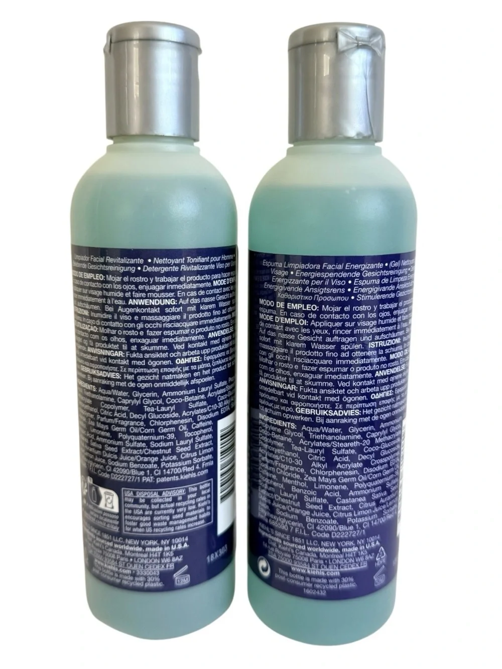 Kiehl's Facial Fuel Invigorating Face Wash Gel Cleanser Men 8.4 fl oz Sealed Two